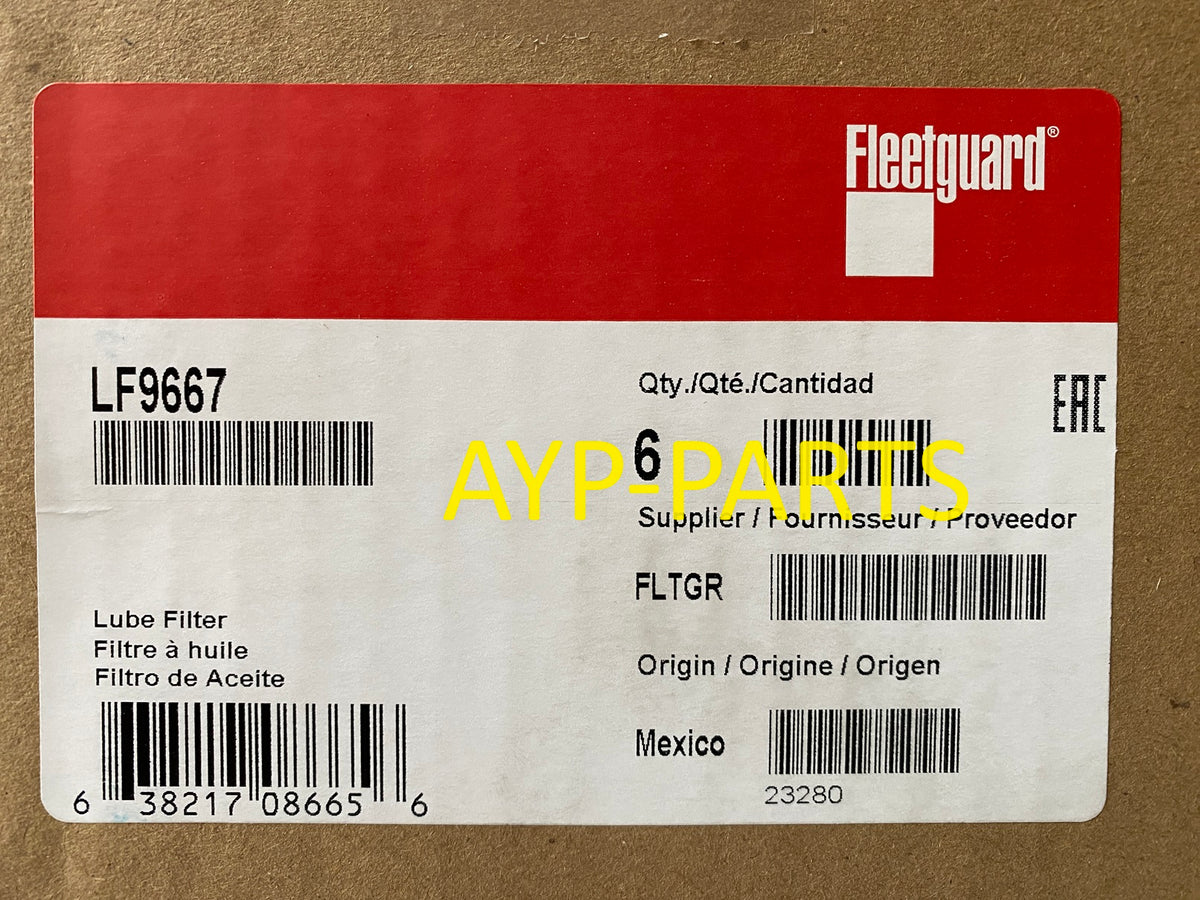 LF9667 (CASE OF 6) FLEETGUARD OIL FILTER B76-MPG