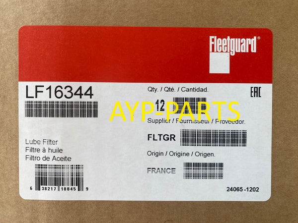 LF16344 (CASE OF 12) FLEETGUARD OIL FILTER Carrier 300112100 a386