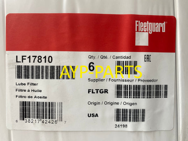 LF17810 (CASE OF 6) FLEETGUARD OIL FILTER P41000 a276