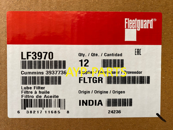 LF3970 (CASE OF 12) FLEETGUARD OIL FILTER B7177 Case Cummins B Series Freightliner a150